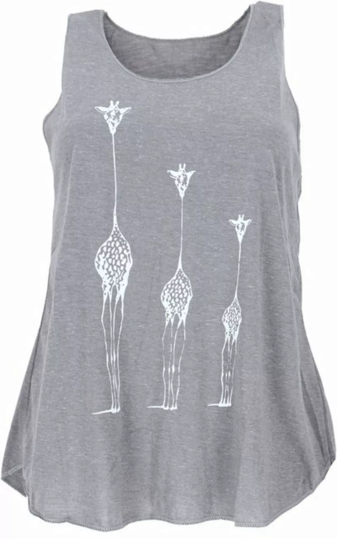 Guru-Shop T-Shirt Tanktop mit Giraffen Retrodruck, Yogatop - grau Festival, günstig online kaufen