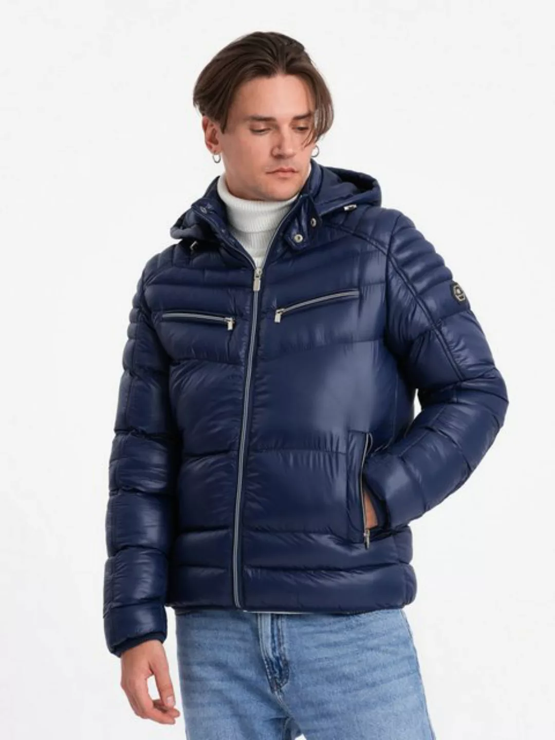 OMBRE Steppjacke Gesteppte Winterjacke für Herren mit dekorativen Reißversc günstig online kaufen