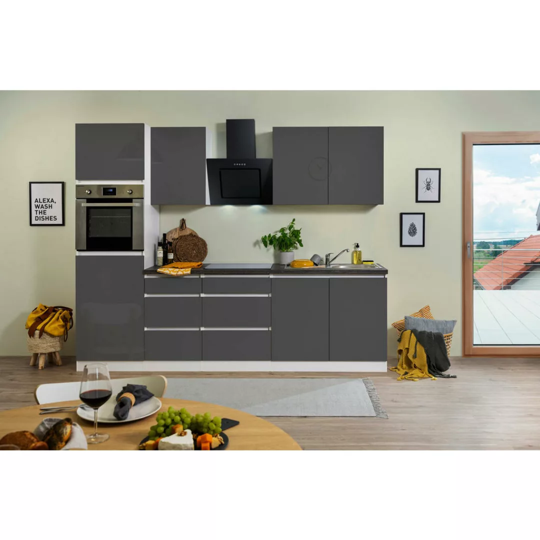 Respekta Küchenblock Premium grau Hochglanz B/H/T: ca. 270x220,5x60 cm günstig online kaufen