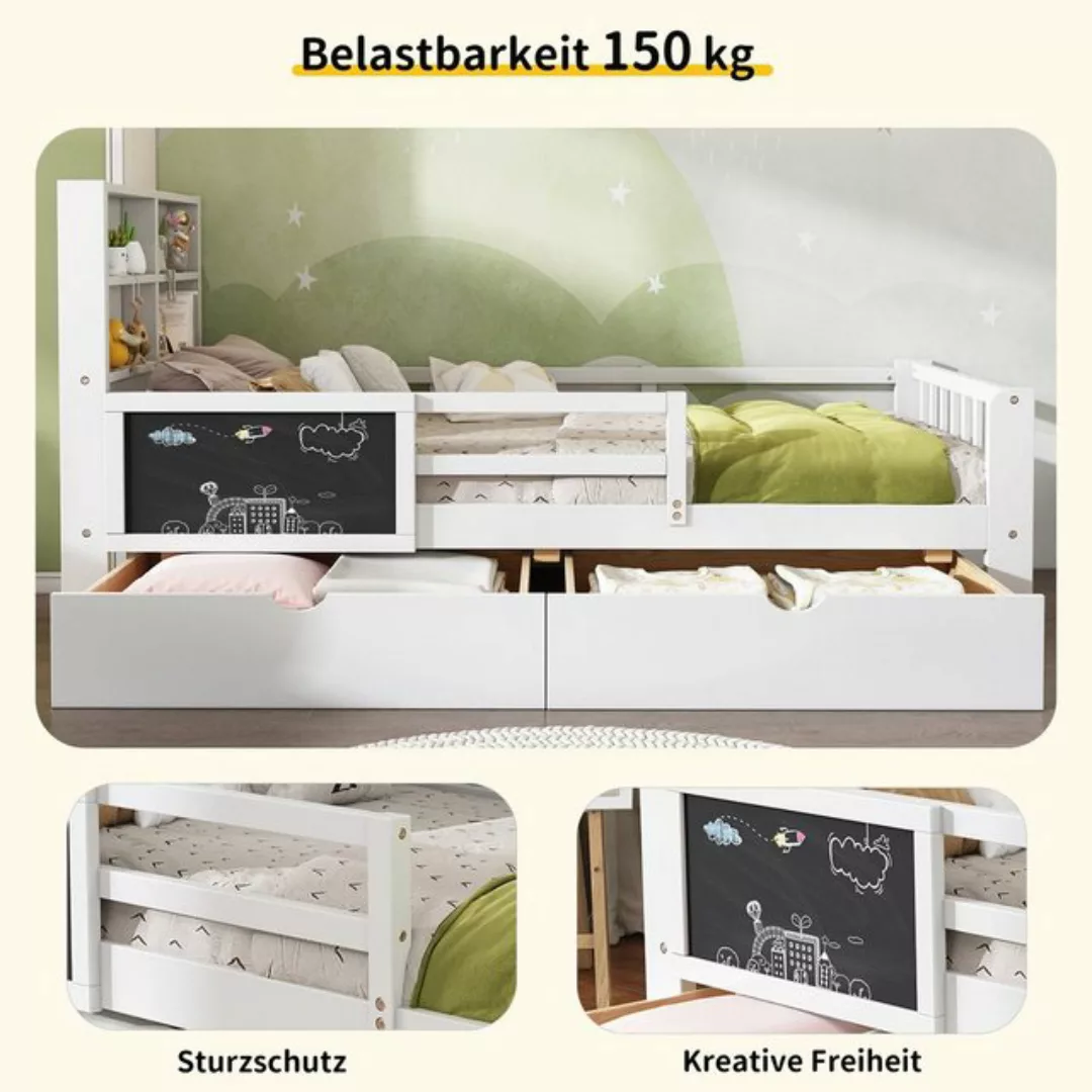 BlingBin Kinderbett Einzelbett mit Schubladen und Tafel 90*200cm (1er Set, günstig online kaufen