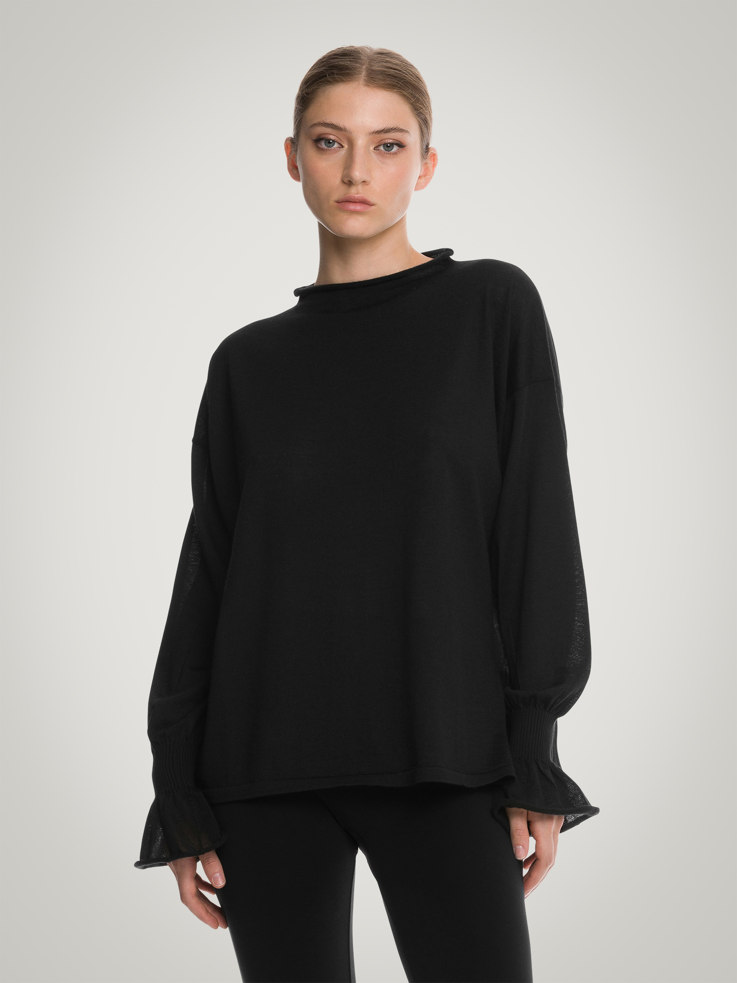 Wolford - Cashmere Loose Top Long Sleeve, Frau, black, Größe: M günstig online kaufen