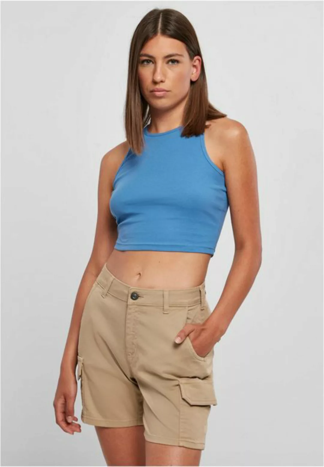 URBAN CLASSICS T-Shirt TB1498 - Ladies Cropped Rib Top horizonblue L günstig online kaufen