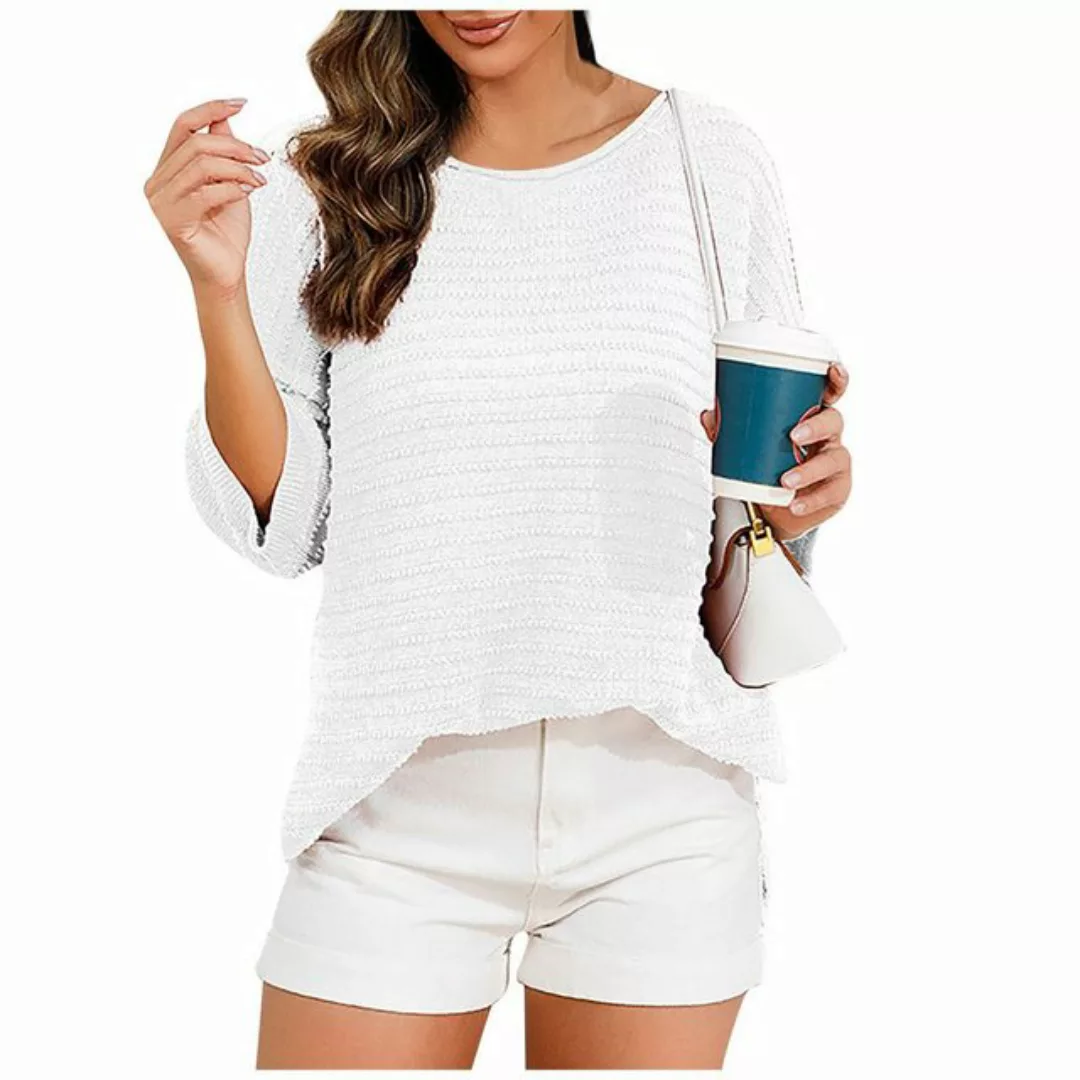 RUZU UG 3/4-Arm-Shirt Damen Sexy trägerlos Sweatshirt Herbst Winter Plain S günstig online kaufen
