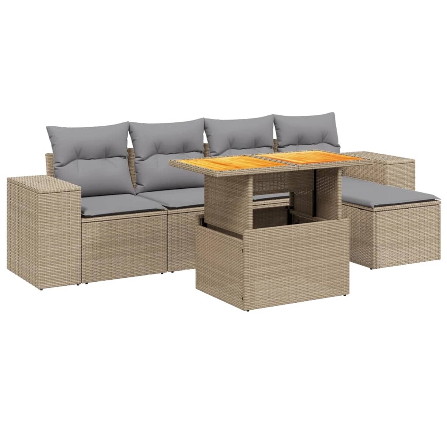 vidaXL 6-tlg Garten-Sofagarnitur mit Kissen Beige Poly Rattan Modell 329 günstig online kaufen