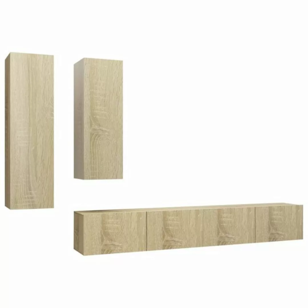 vidaXL TV-Schrank 4-tlg TV-Schrank-Set Sonoma Eiche Spanplatte günstig online kaufen