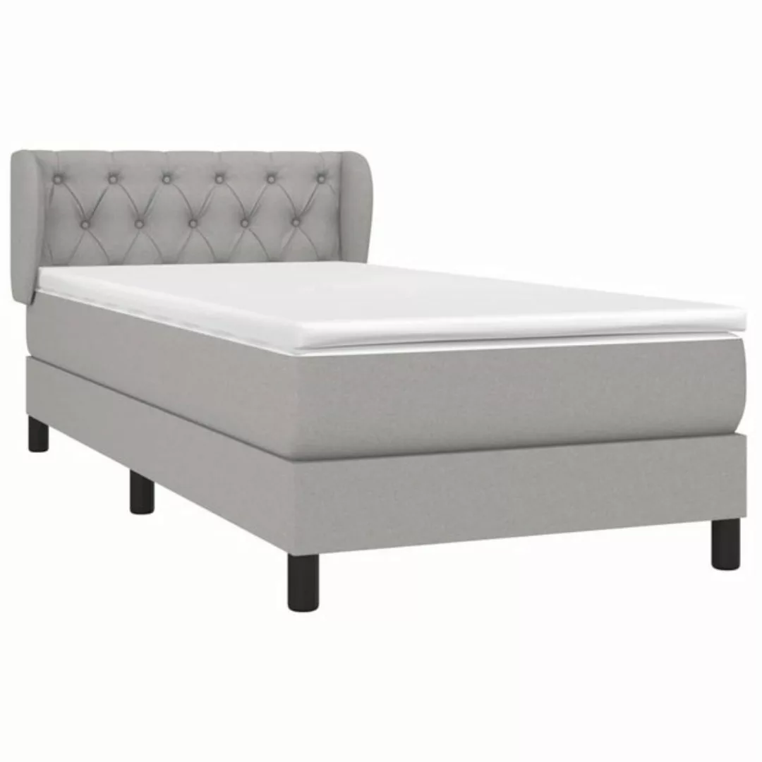 vidaXL Bettgestell Boxspringbett mit Matratze Hellgrau 80x200 cm Stoff Bett günstig online kaufen