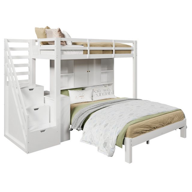 OKWISH Etagenbett Multifunktionales Kinderbett (Holzbett, Jugendbett, Massi günstig online kaufen