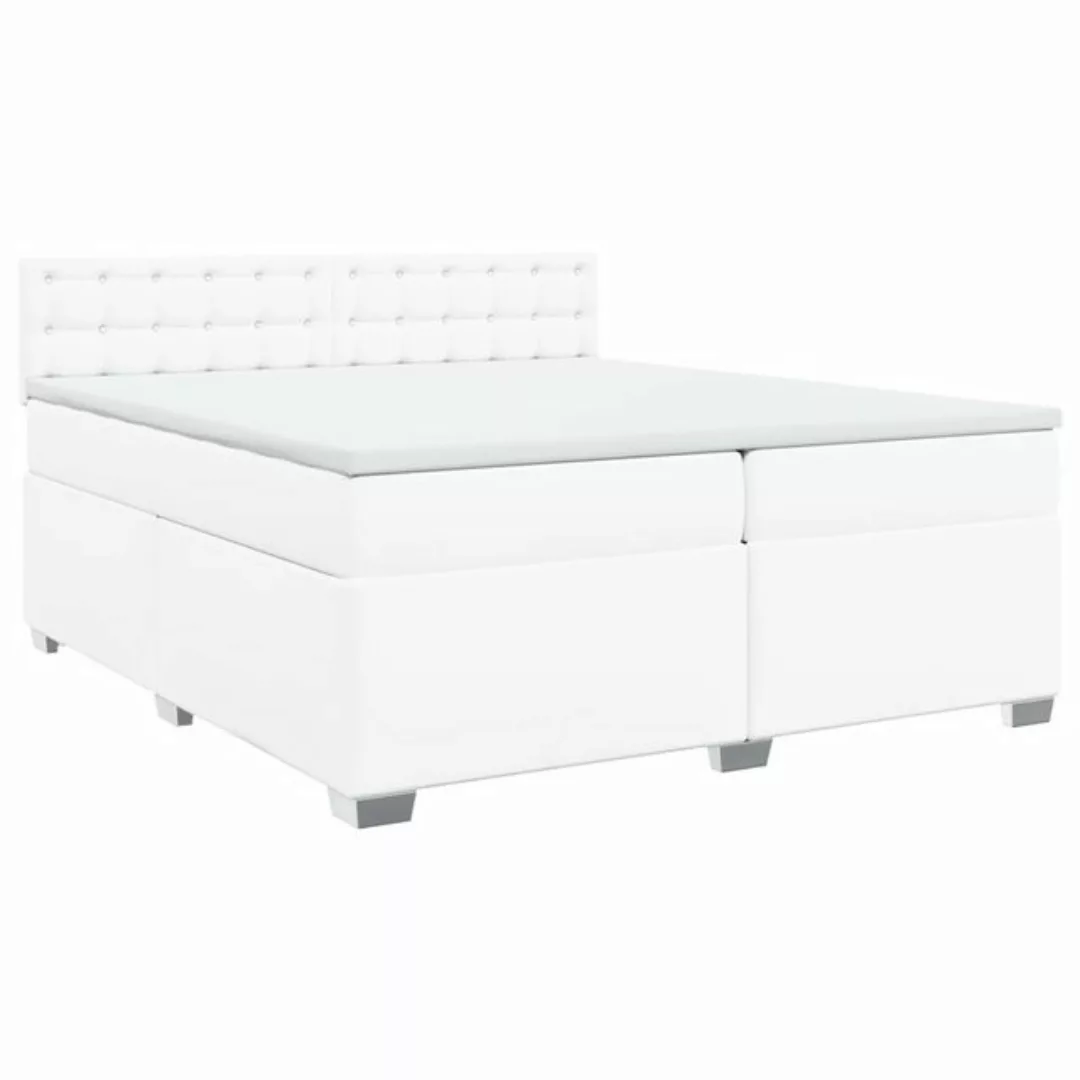 vidaXL Bett Boxspringbett mit Matratze Weiß 200x200 cm Kunstleder günstig online kaufen