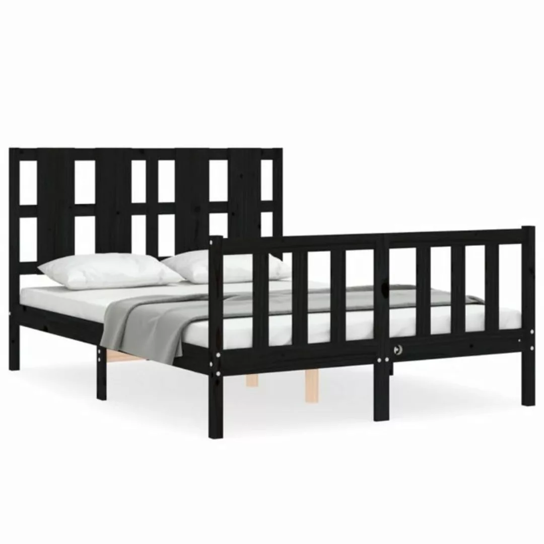 furnicato Bett Massivholzbett mit Kopfteil Schwarz 140x200 cm günstig online kaufen
