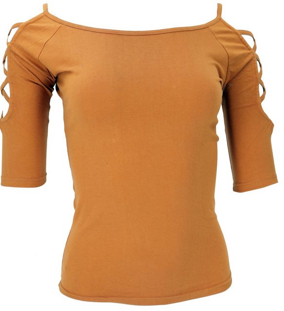 Guru-Shop Longsleeve Goa Shirt, Boho Shirt 1/2 Ärmel - kurkuma alternative günstig online kaufen
