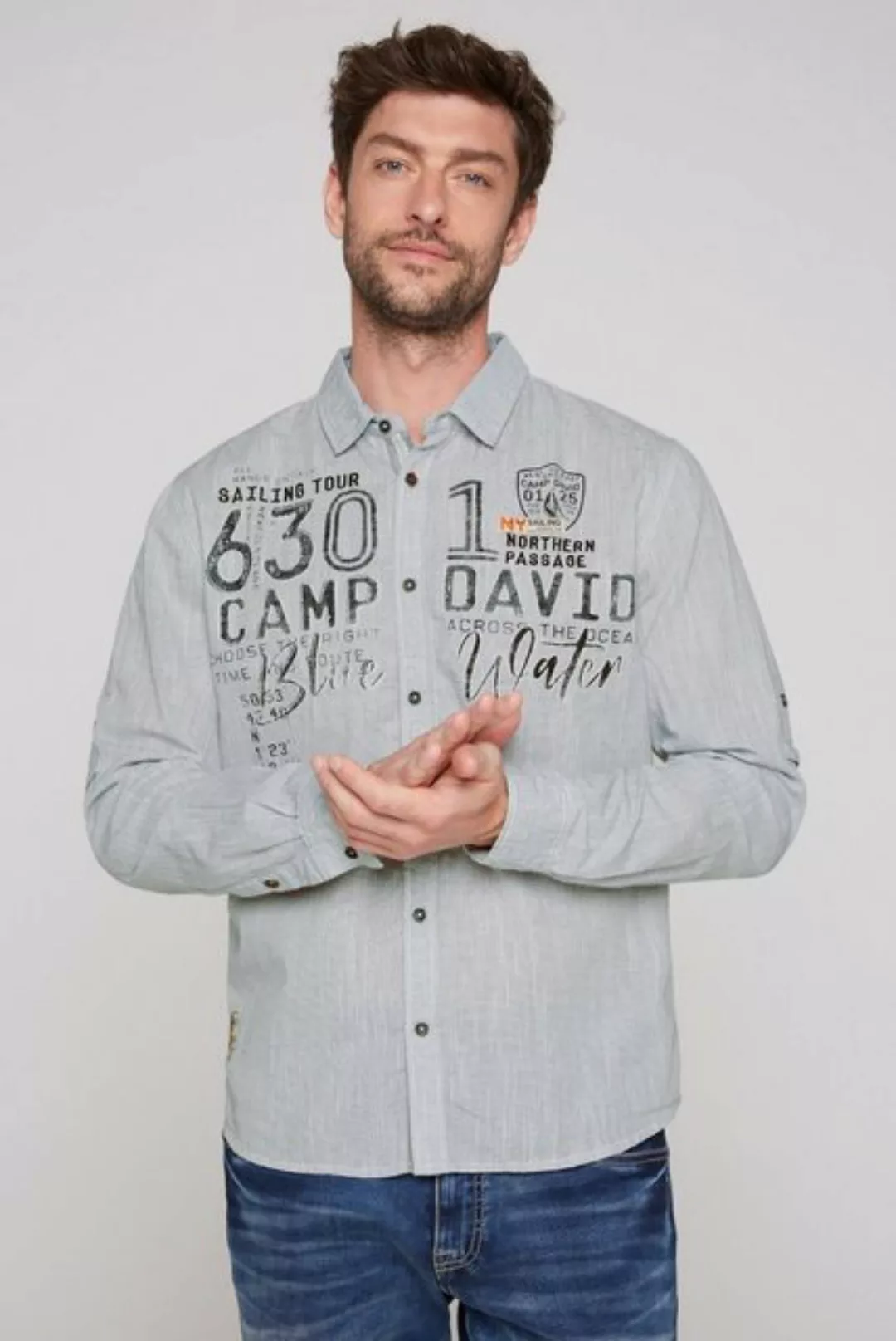 CAMP DAVID Langarmhemd mit Turn-up-Ärmel günstig online kaufen
