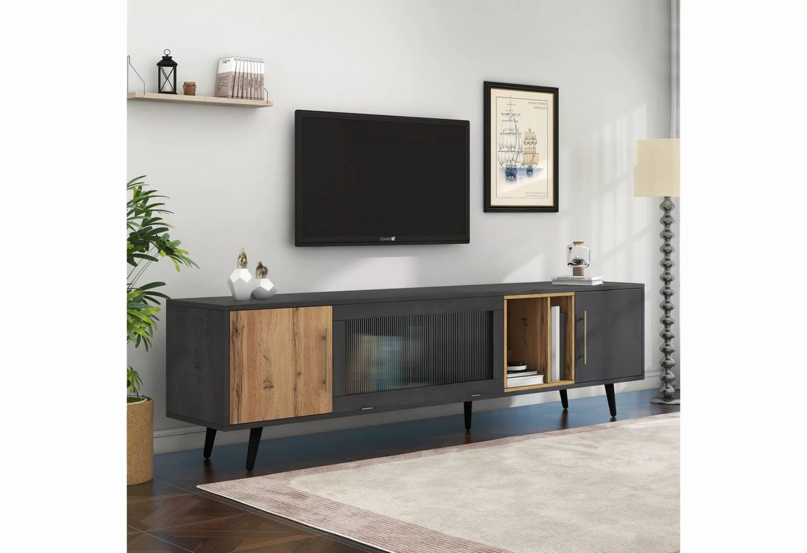 OBOSOE TV-Schrank 200x40x55,5 cm für einen 90-Zoll-Fernseher geeignet günstig online kaufen
