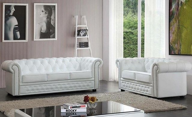 JVmoebel Sofa Chesterfield Ledersofa Couch Polster Sitz Garnitur 3+2 Sitzer günstig online kaufen