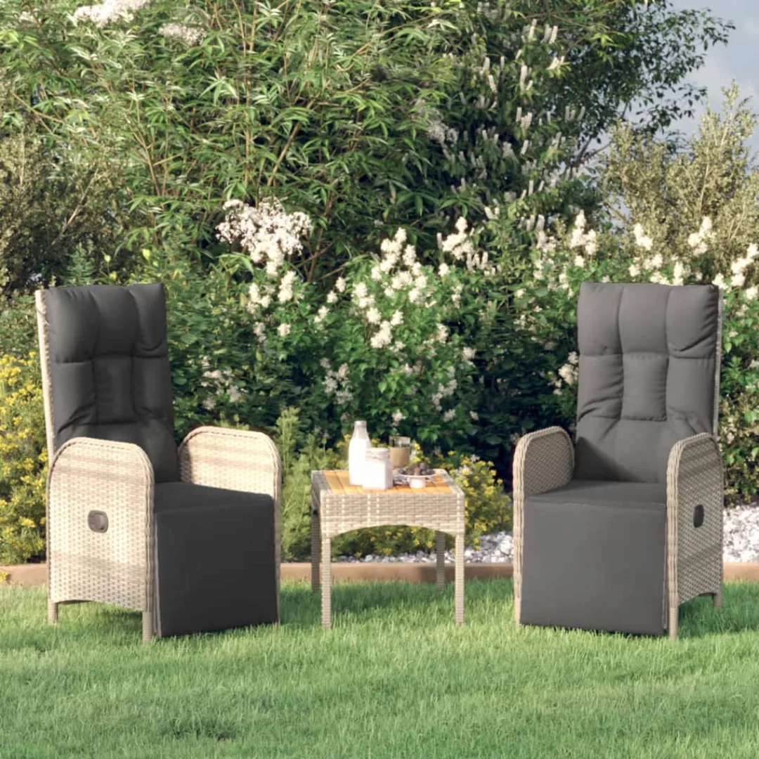 Vidaxl Garten-relaxsessel Mit Kissen 2 Stk. Poly Rattan Grau günstig online kaufen