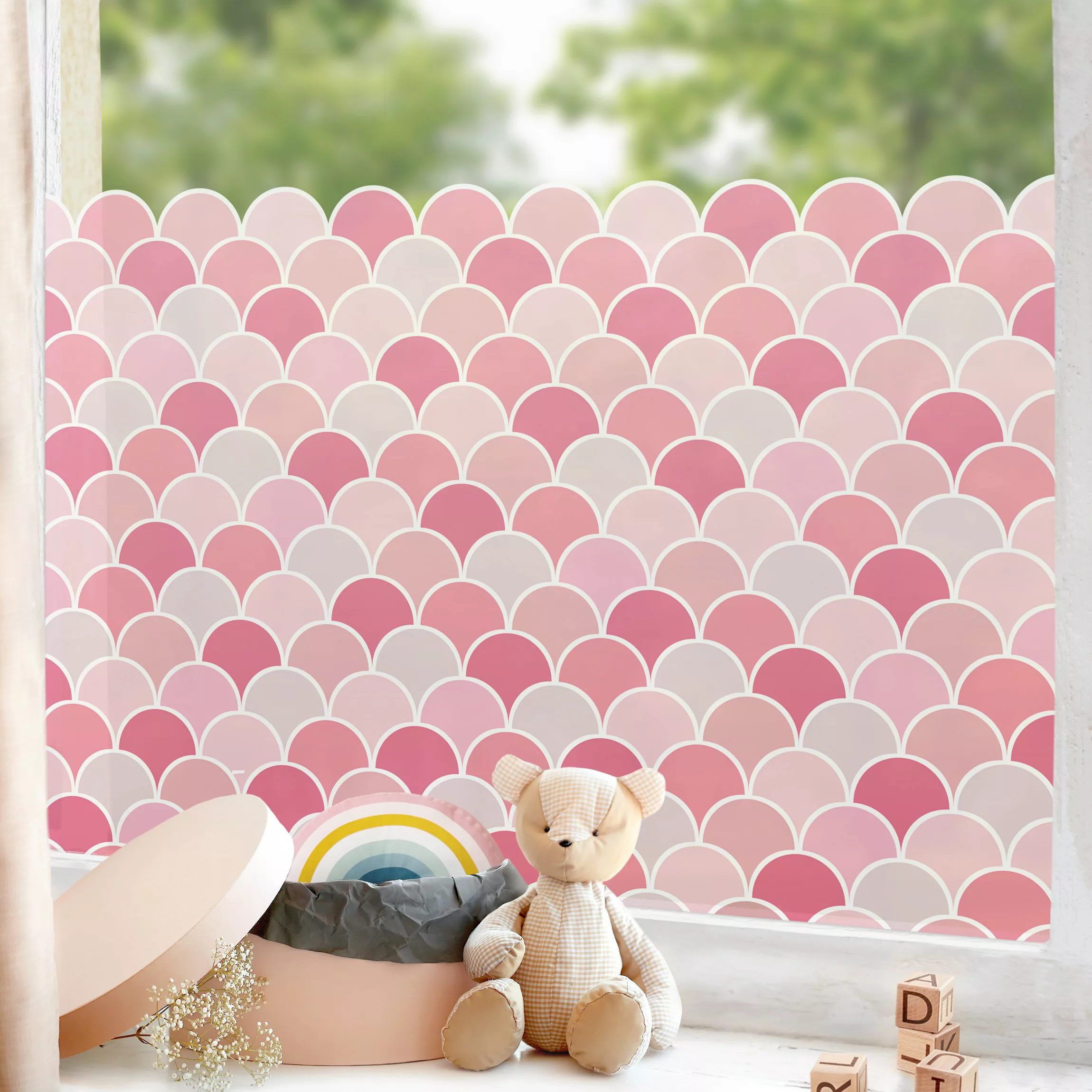 Fensterfolie Fächer Muster Pink günstig online kaufen
