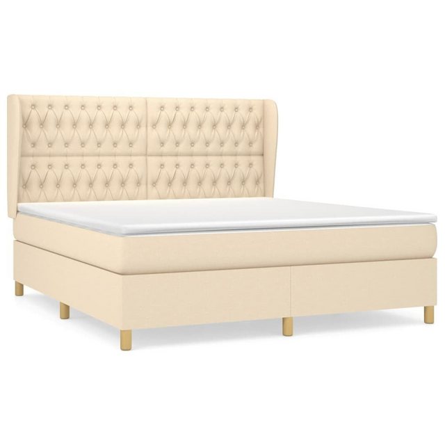 vidaXL Bettgestell Boxspringbett mit Matratze Creme 180x200 cm Stoff Bett B günstig online kaufen