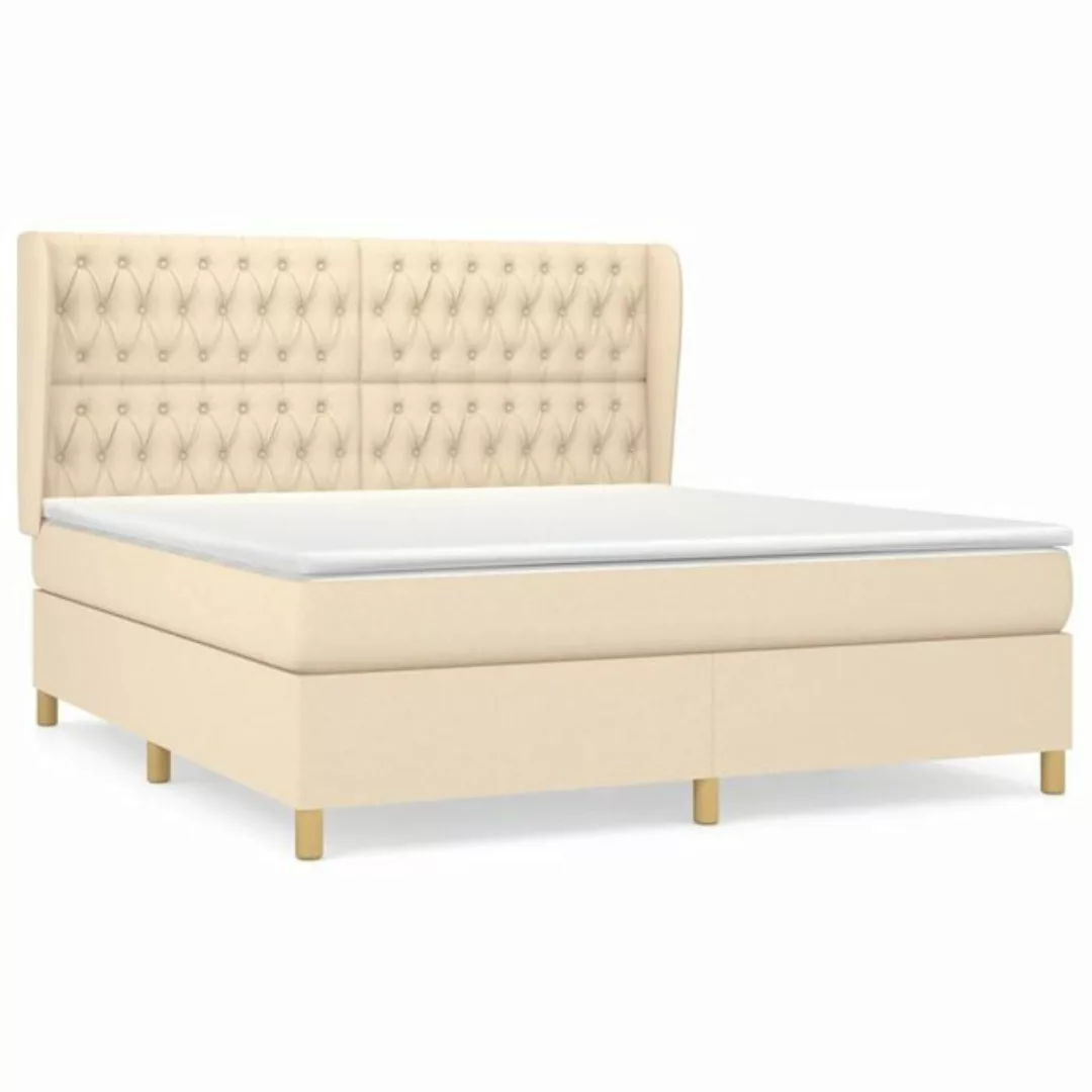 vidaXL Boxspringbett Boxspringbett mit Matratze Creme 180x200 cm Stoff Bett günstig online kaufen