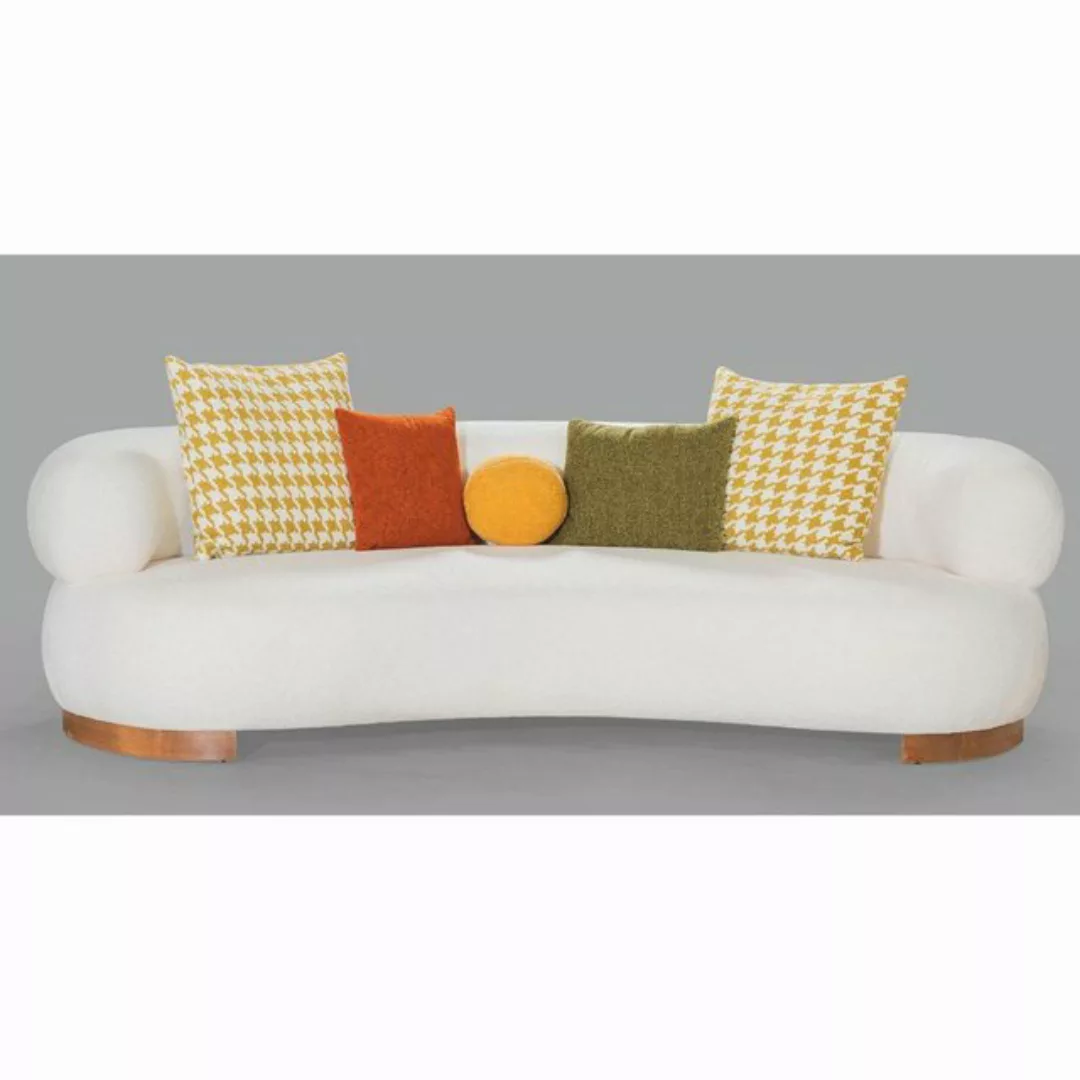 Casa Padrino Chesterfield-Sofa Casa Padrino Luxus Sofa Weiß / Braun 255 cm günstig online kaufen