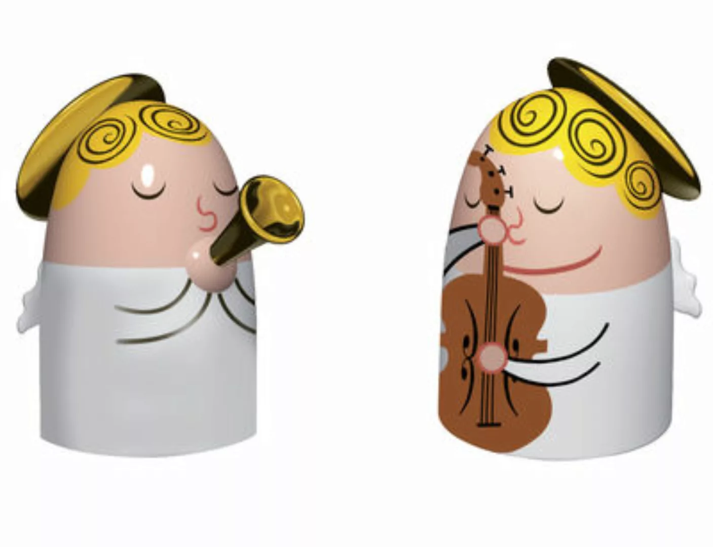 Krippenfigur Angels band keramik bunt Set aus 2 Figuren - Gitarrist & Tromp günstig online kaufen