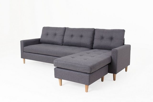 freiraum Ecksofa ATLANTA, rechts/links stellbar, Stoff dunkelgrau - 218 x 7 günstig online kaufen