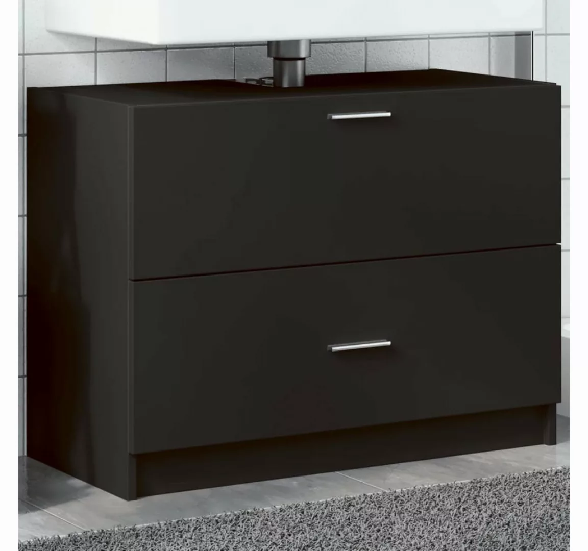 vidaXL Schrankmodule Waschbeckenunterschrank Schwarz 78x37x59 cm Holzwerkst günstig online kaufen