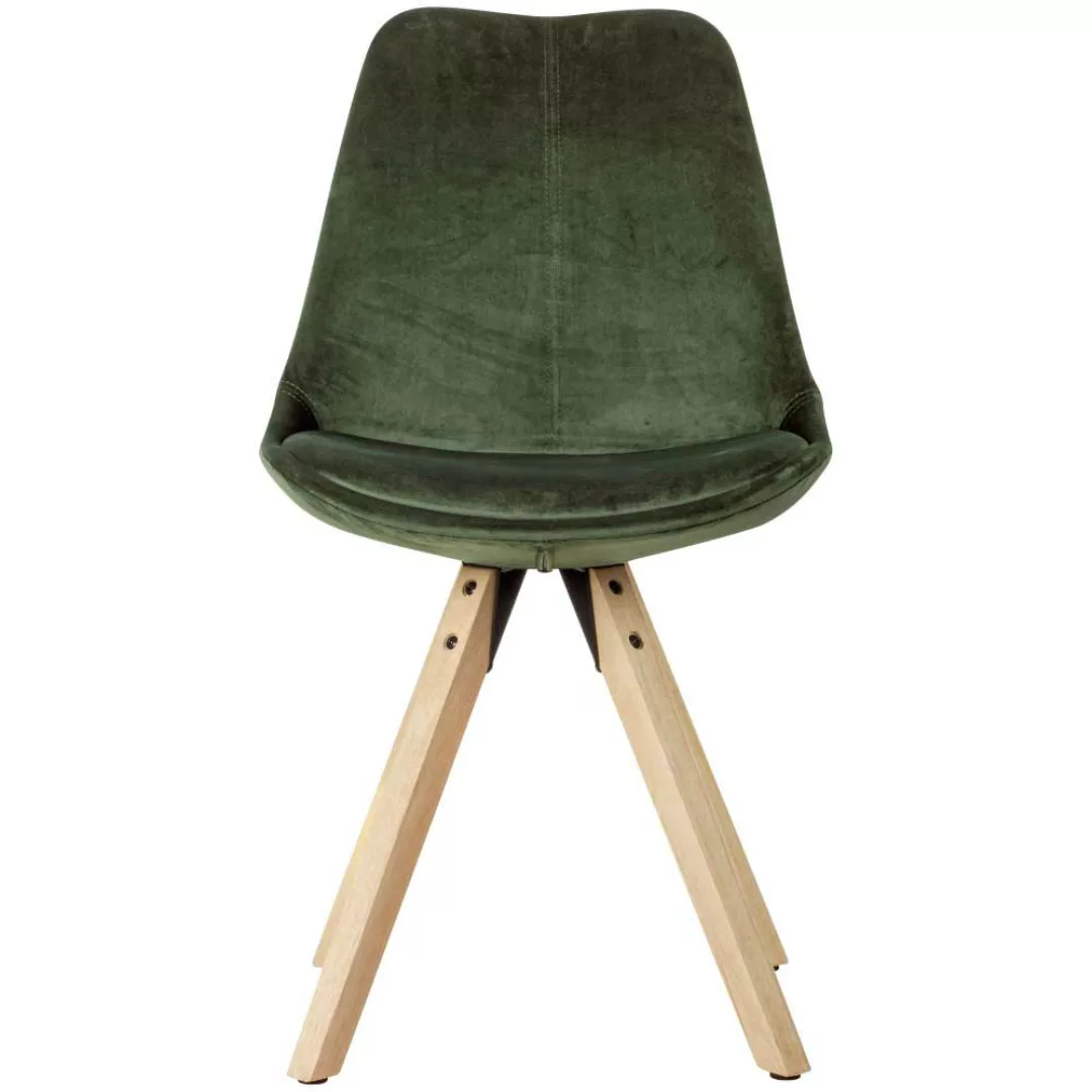 Schalen Esszimmer Stühle in Grün Samt modern (2er Set) günstig online kaufen
