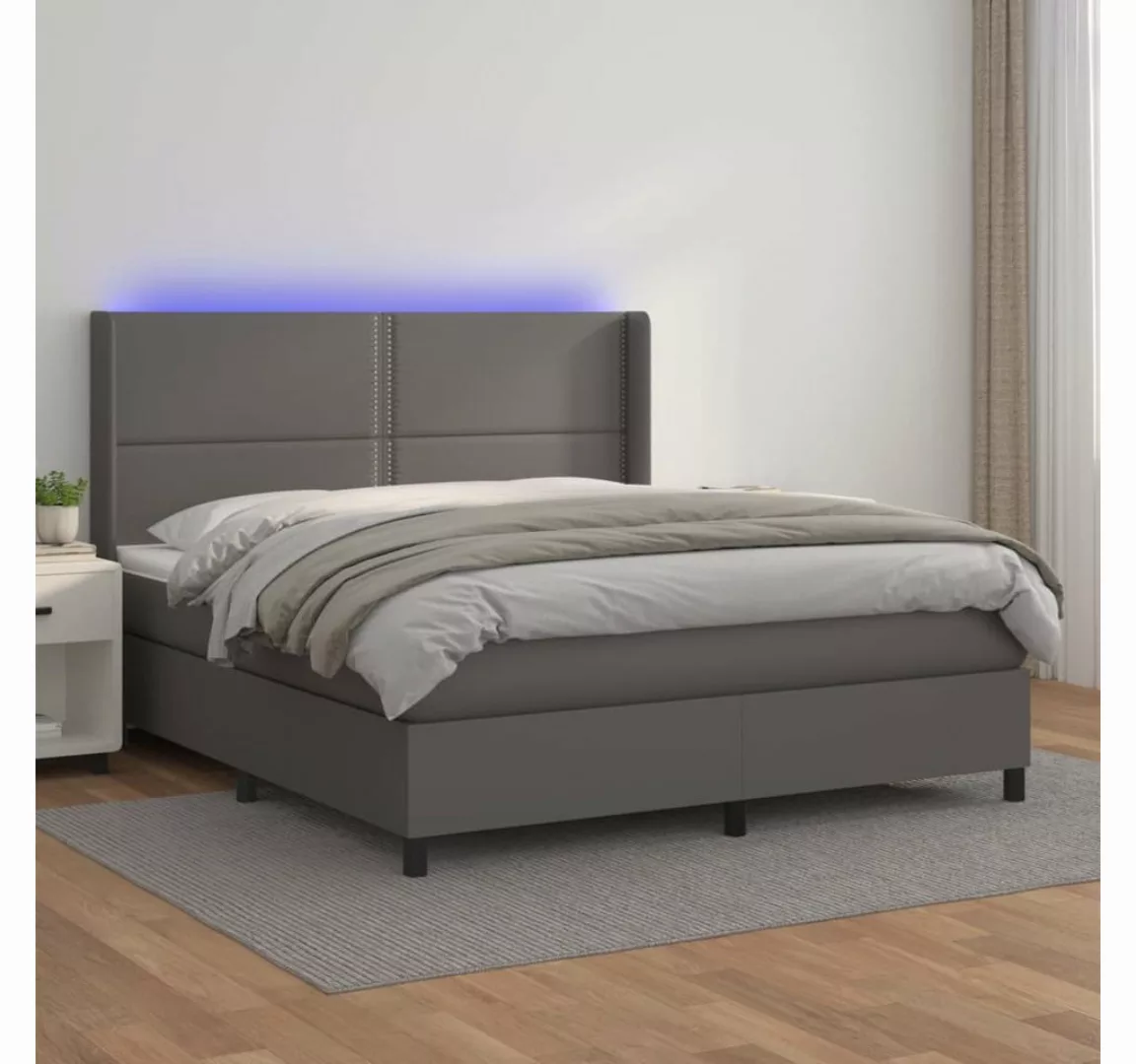 vidaXL Boxspringbett Boxspringbett mit Matratze und LED Kunstleder (180 x 2 günstig online kaufen