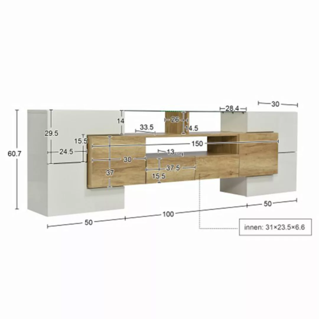 XDeer TV-Schrank TV-Schrank, Lowboard.hochglänzendes,LED-Beleuchtung günstig online kaufen