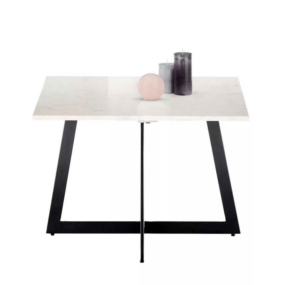 Salontisch mit quadratischer Tischplatte Marmor und Metall günstig online kaufen