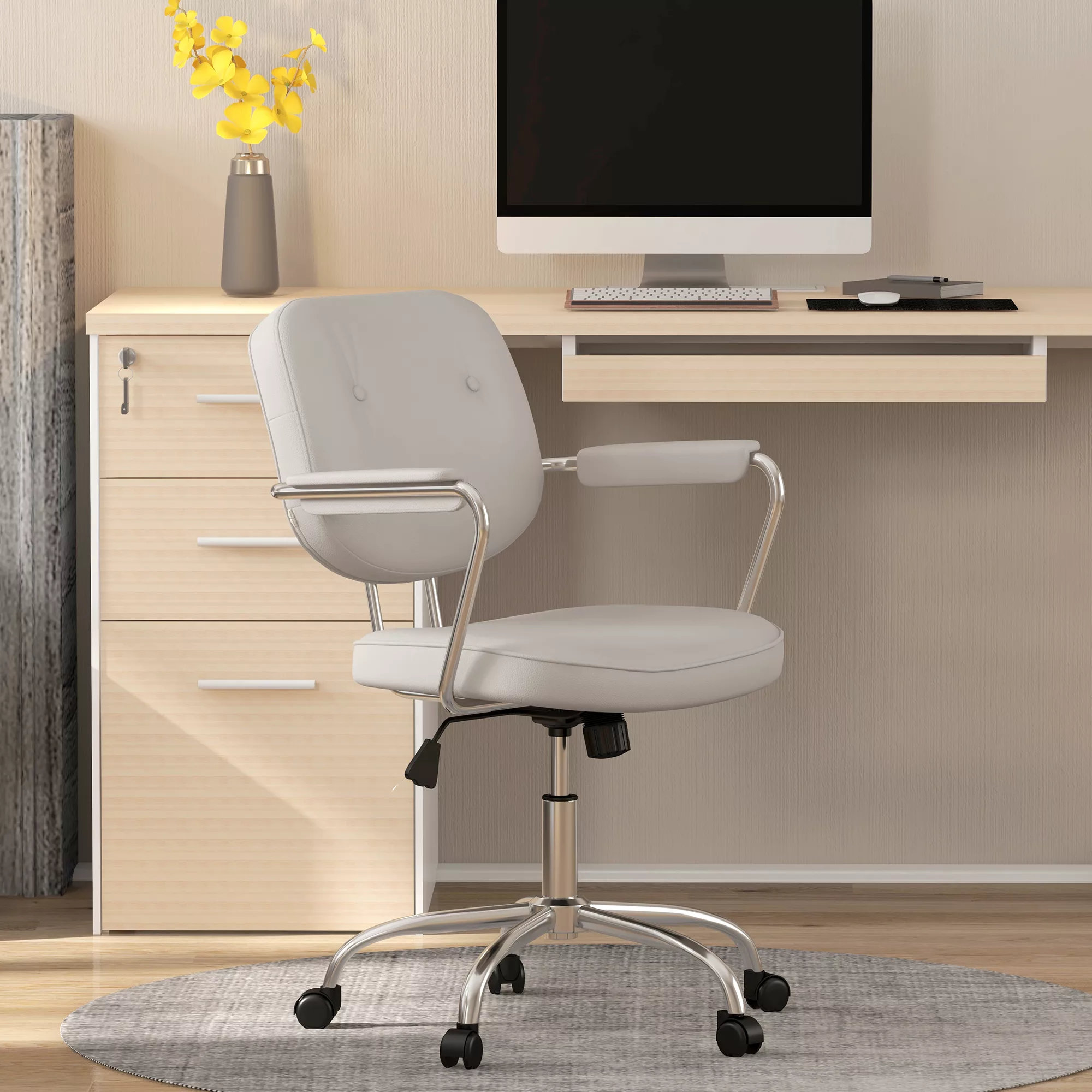 Vinsetto Bürostuhl mit Wippfunktion, Schreibtischstuhl mit Kunstlederoptik, günstig online kaufen