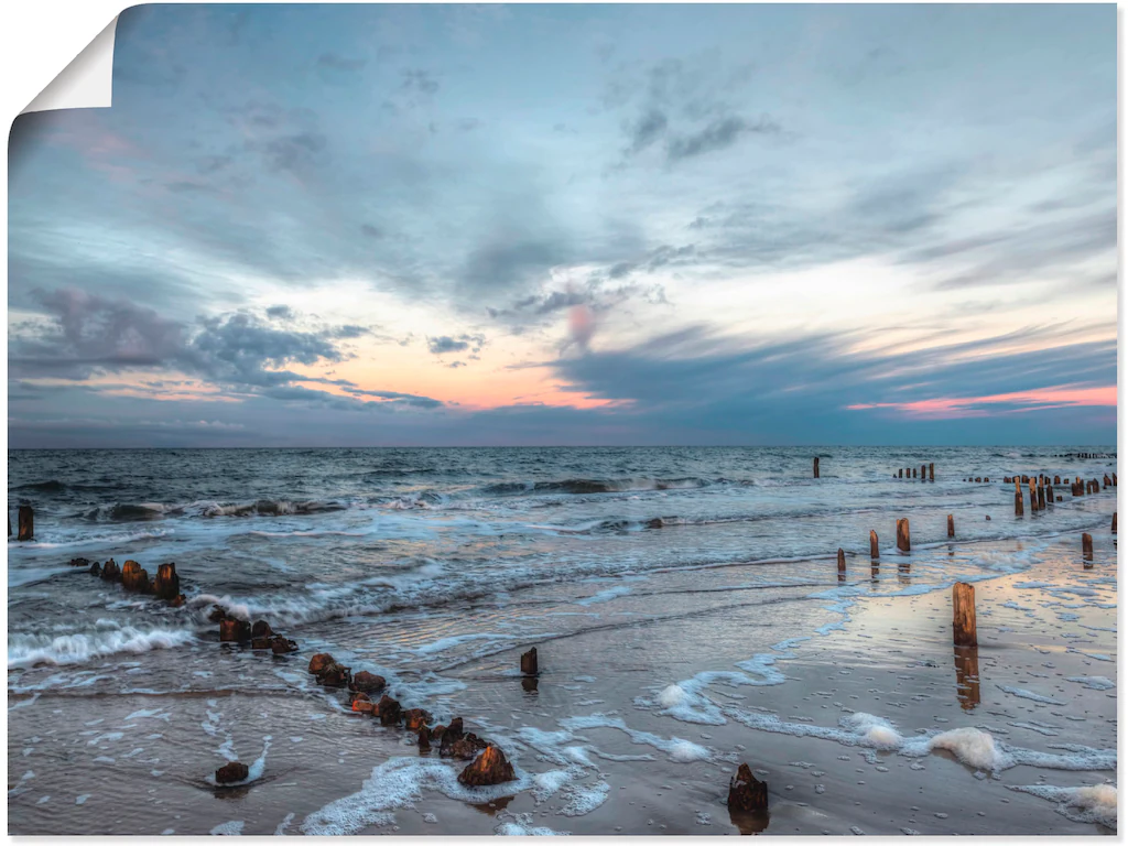 Artland Wandbild "Winter Sonnenuntergang am Meer", Gewässer, (1 St.), als L günstig online kaufen