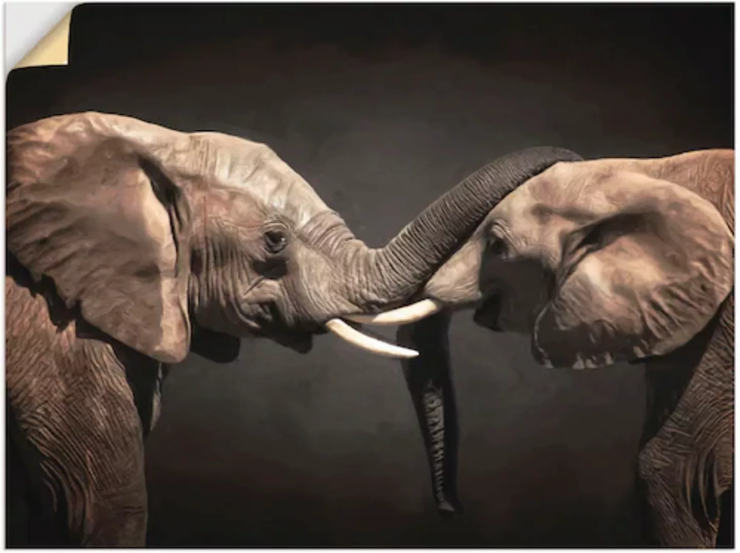 Artland Wandbild "Zwei Elefanten", Wildtiere, (1 St.), als Leinwandbild, Po günstig online kaufen