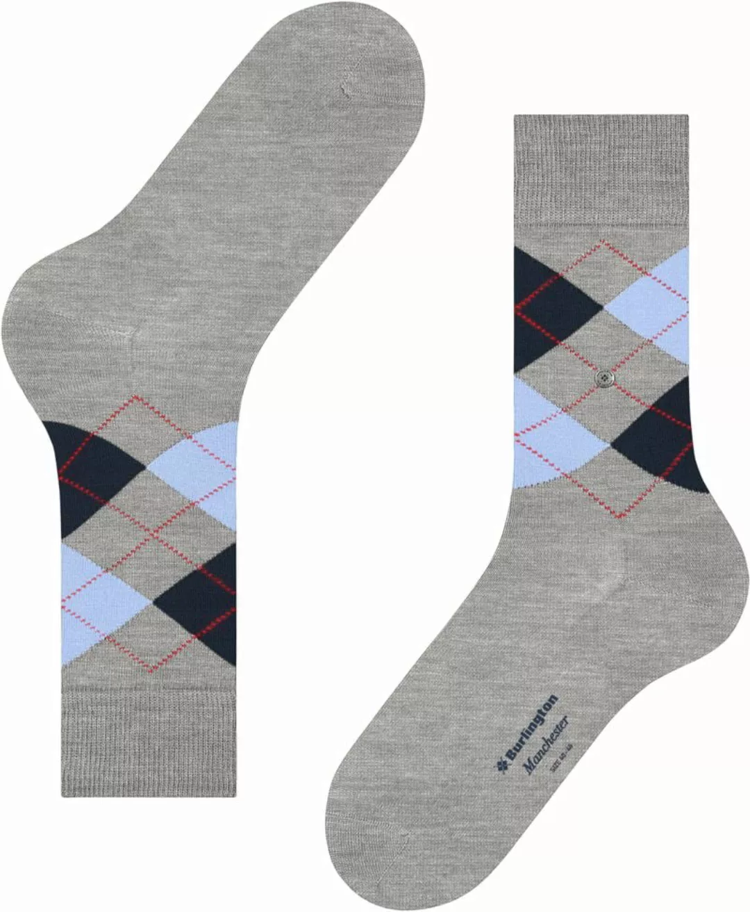 Burlington Manchester Socken Kariert Grau 3615 - Größe 40-46 günstig online kaufen