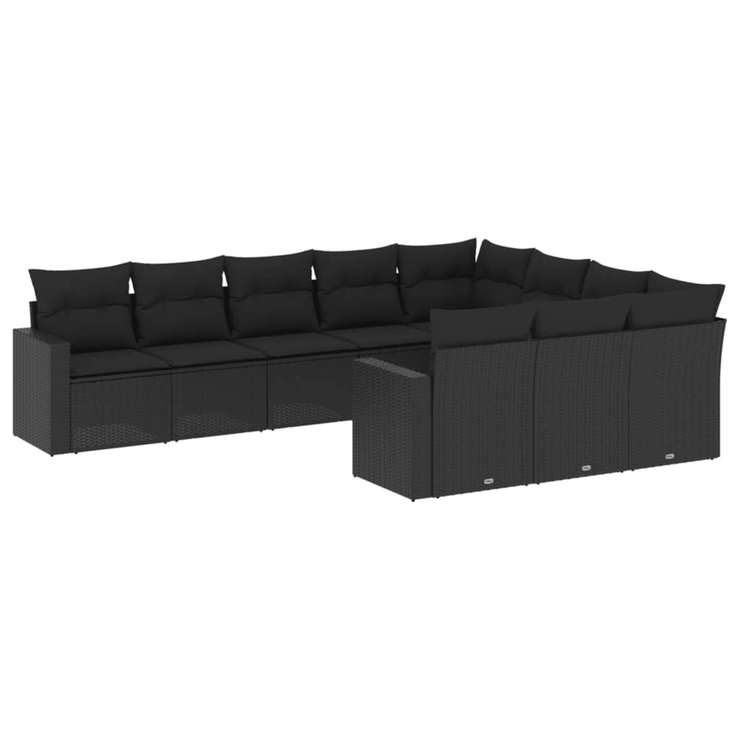 vidaXL 10-Tlg Garten-Sofagarnitur mit Kissen Schwarz Poly Rattan 3219475 günstig online kaufen