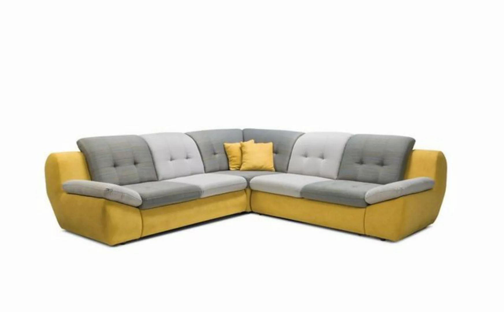 JVmoebel Ecksofa Grau-gelbes Ecksofa Sofa Couch Polster Eck Sitz Wohnlandsc günstig online kaufen