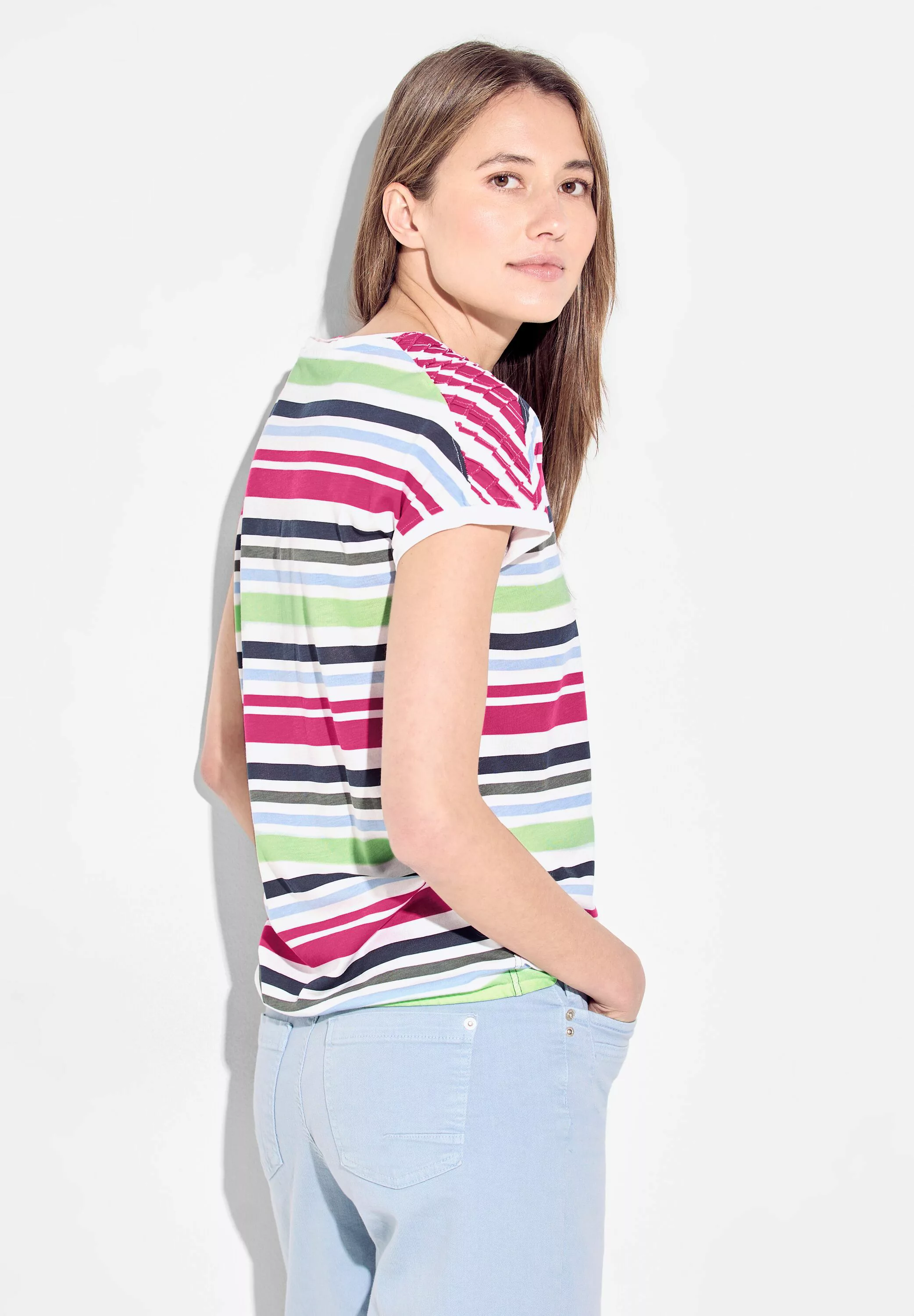 Cecil T-Shirt mit mehrfarbigen Streifen günstig online kaufen