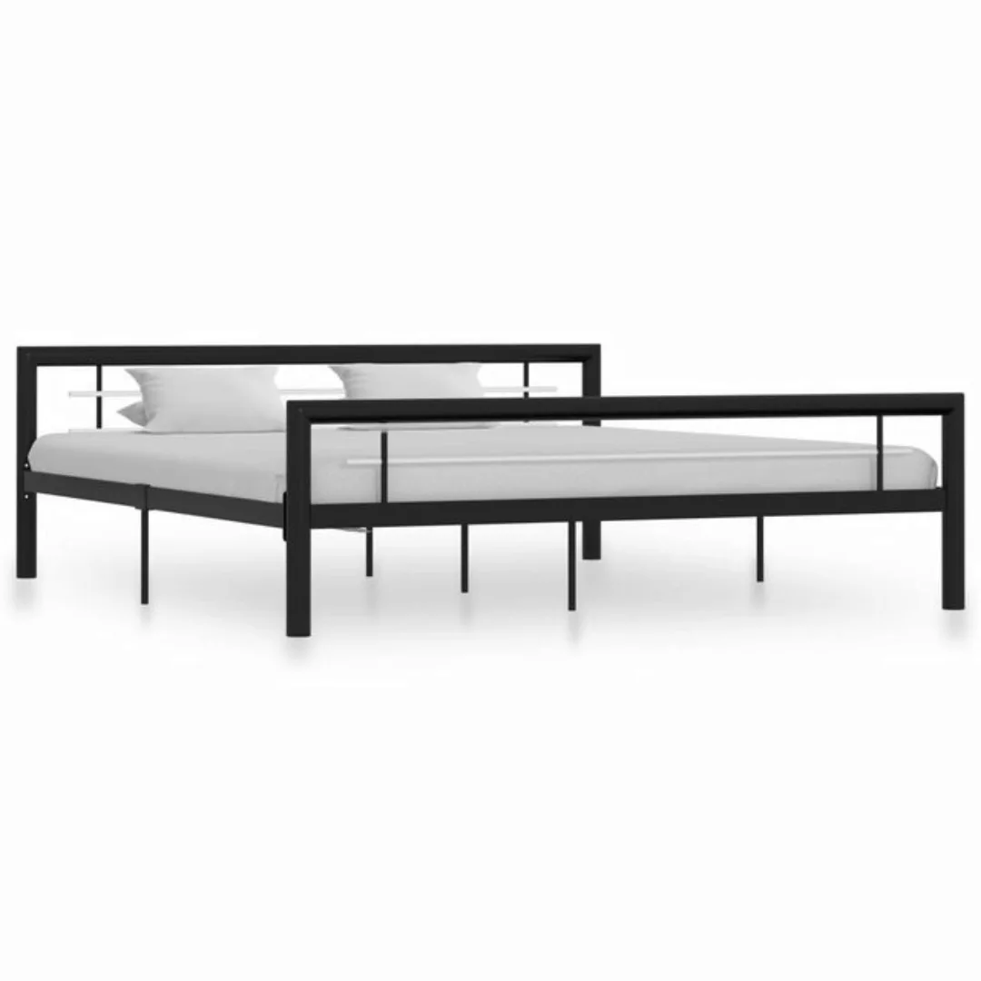 furnicato Bett Bettgestell Schwarz und Weiß Metall 180×200 cm günstig online kaufen