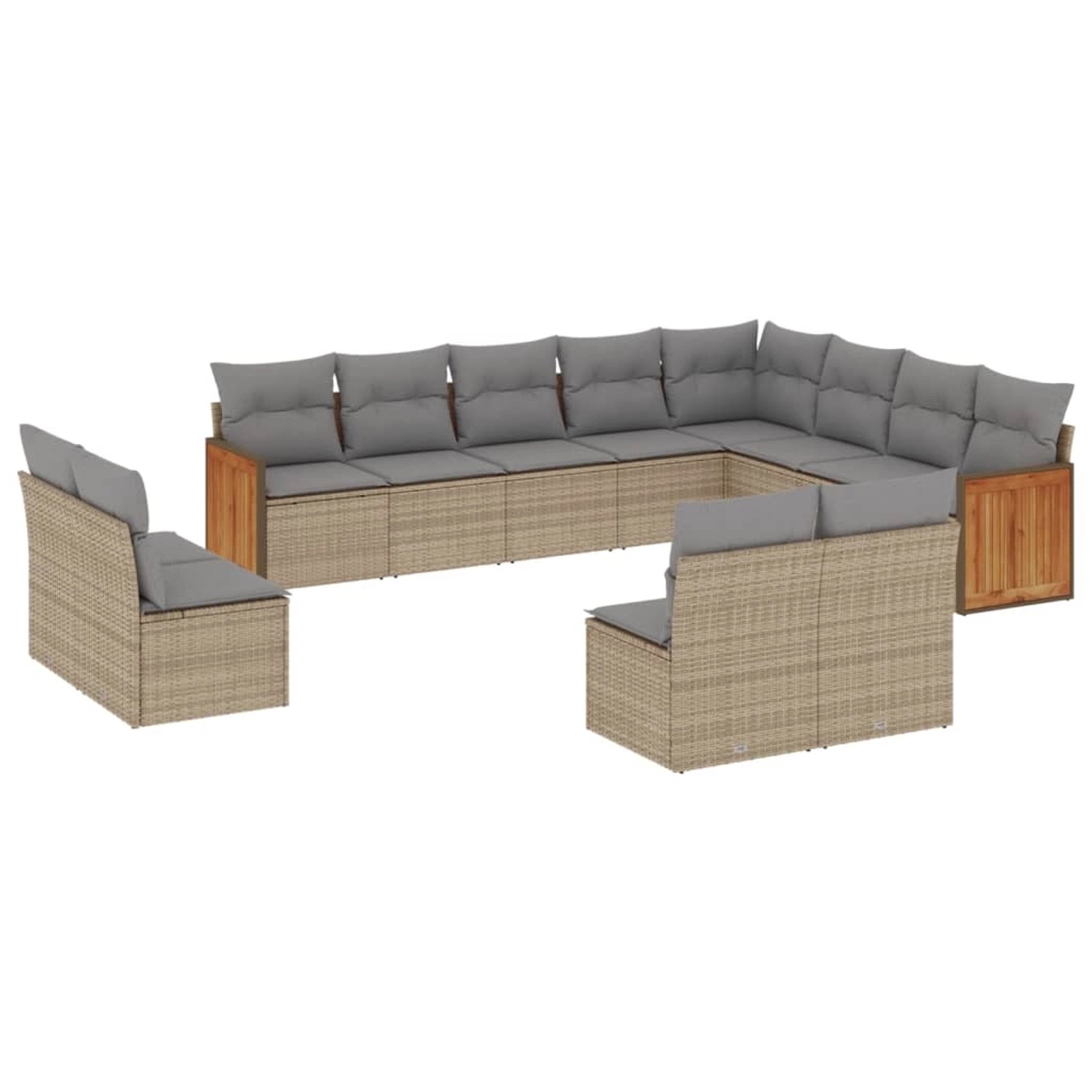 vidaXL 12-tlg Garten-Sofagarnitur mit Kissen Beige Poly Rattan Modell 94 günstig online kaufen