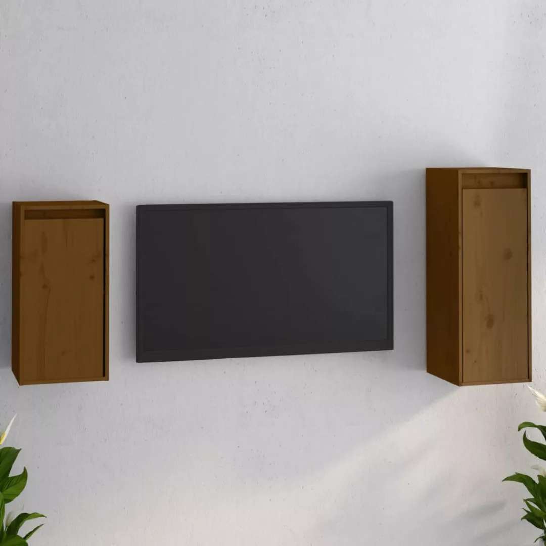 vidaXL TV-Schrank TV-Schränke 2 Stk Honigbraun Massivholz Kiefer Lowboard L günstig online kaufen