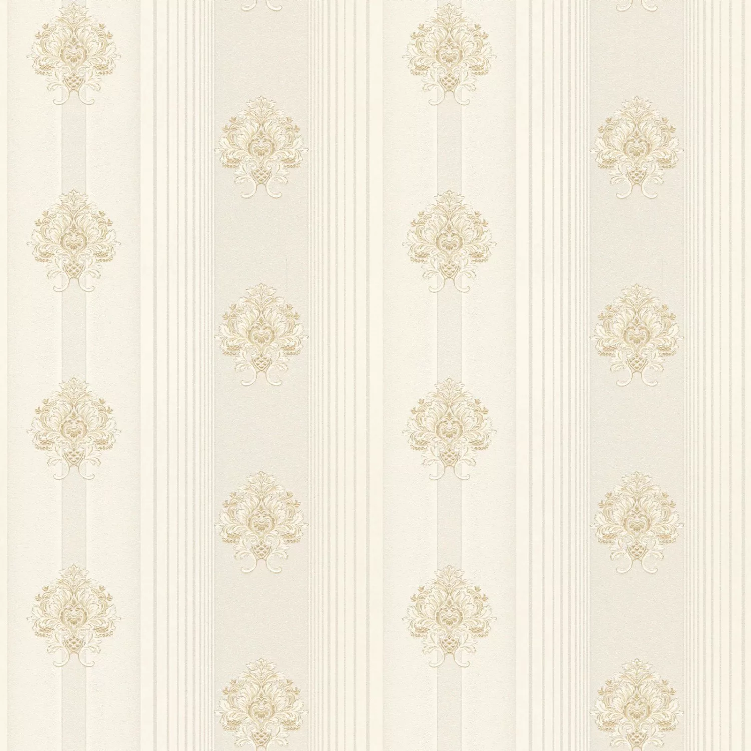 Bricoflor Elegante Tapete in Creme Weiß Gestreifte Barock Vliestapete Hell günstig online kaufen