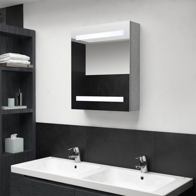 vidaXL Badezimmerspiegelschrank LED-Bad-Spiegelschrank Betongrau 50x14x60 c günstig online kaufen