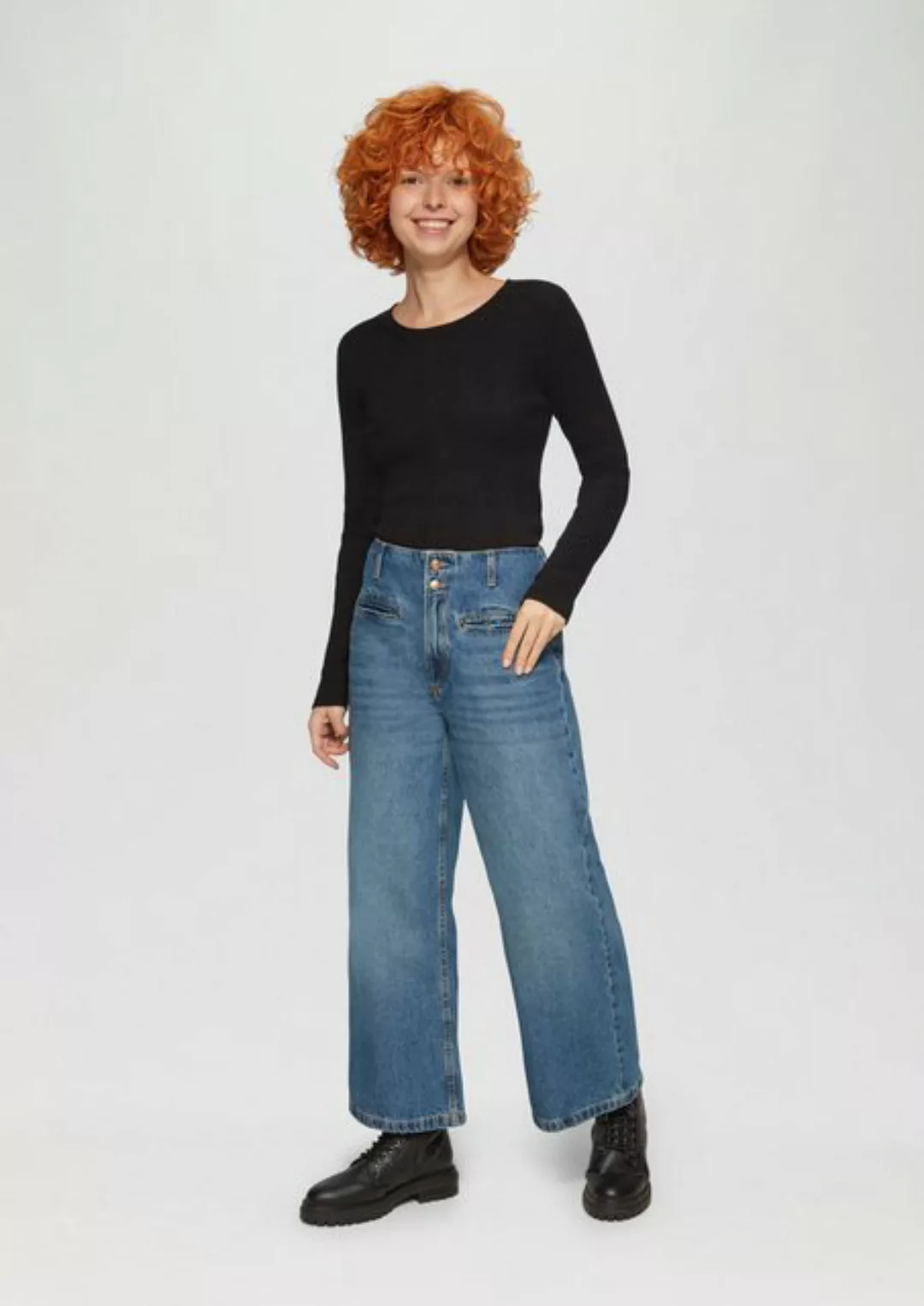 QS 7/8-Hose Culotte-Jeans Catie / Slim Fit / High Rise / Wide Leg günstig online kaufen