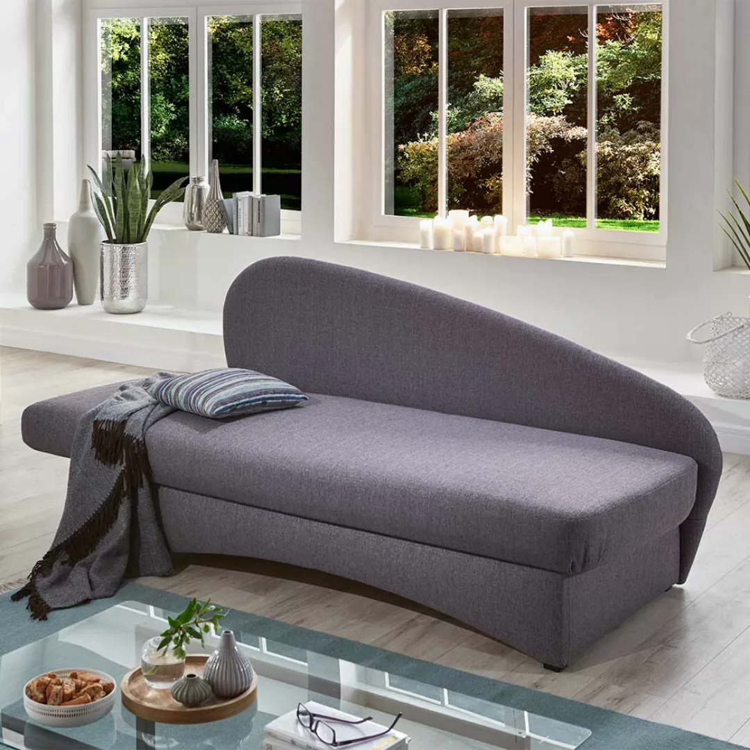 Funktions Sofa in Grau und Rot gestreift Made in Germany günstig online kaufen