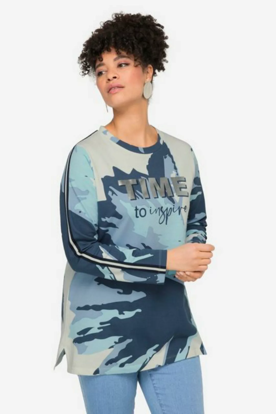 MIAMODA Sweatshirt Sweatshirt XL-Blüte Silber-Statement Langarm günstig online kaufen