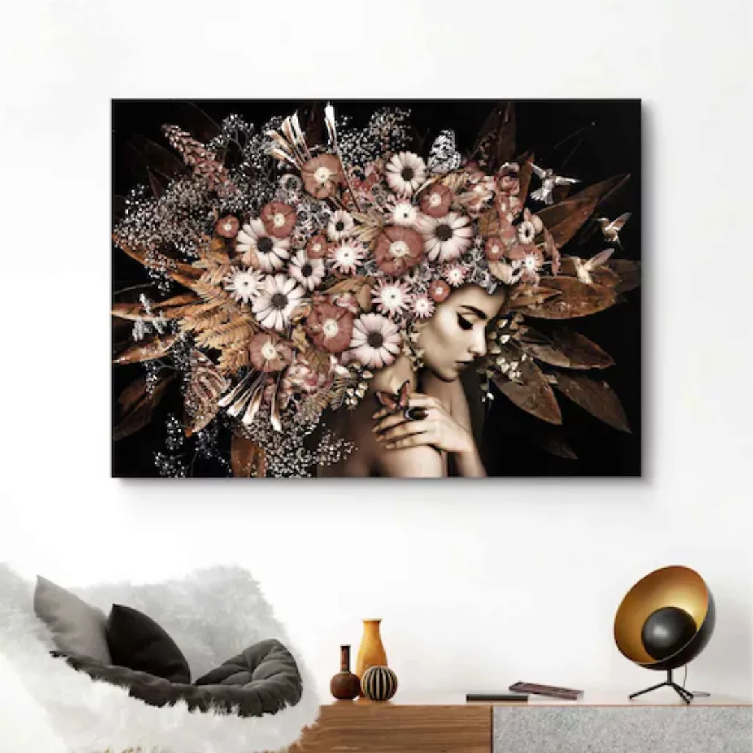 Reinders! Deco-Panel »Blumenreichtum Frau - Schmetterling - Strauß - Romant günstig online kaufen