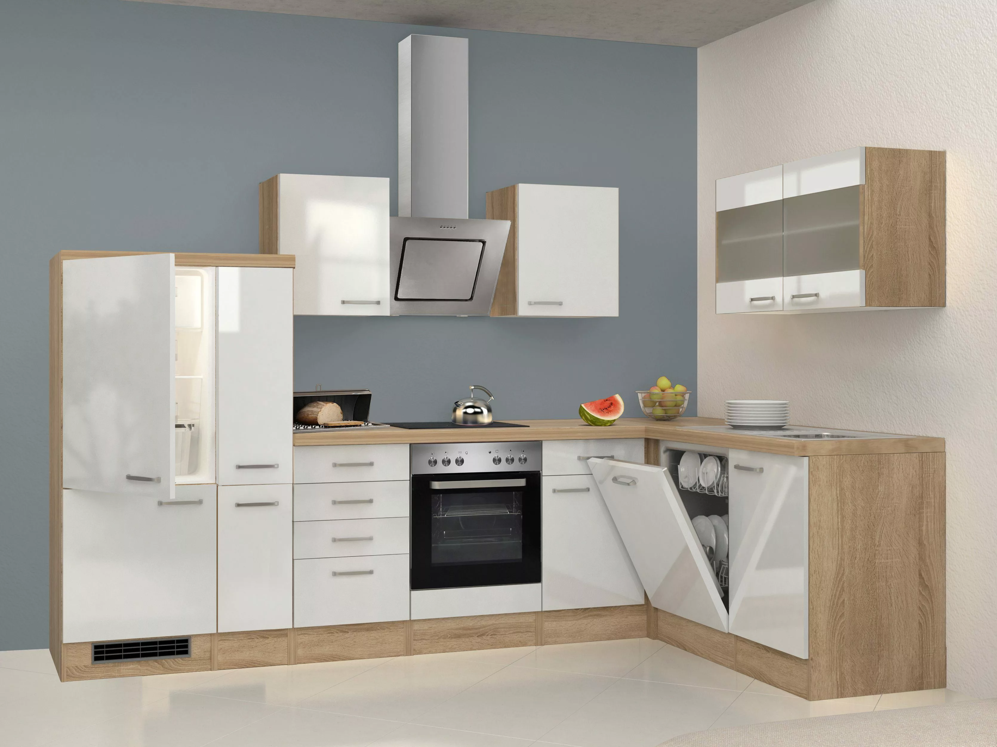 Flex-Well Küchenzeile "Florenz", mit E-Geräten, Gesamtbreite 310 x 170 cm günstig online kaufen
