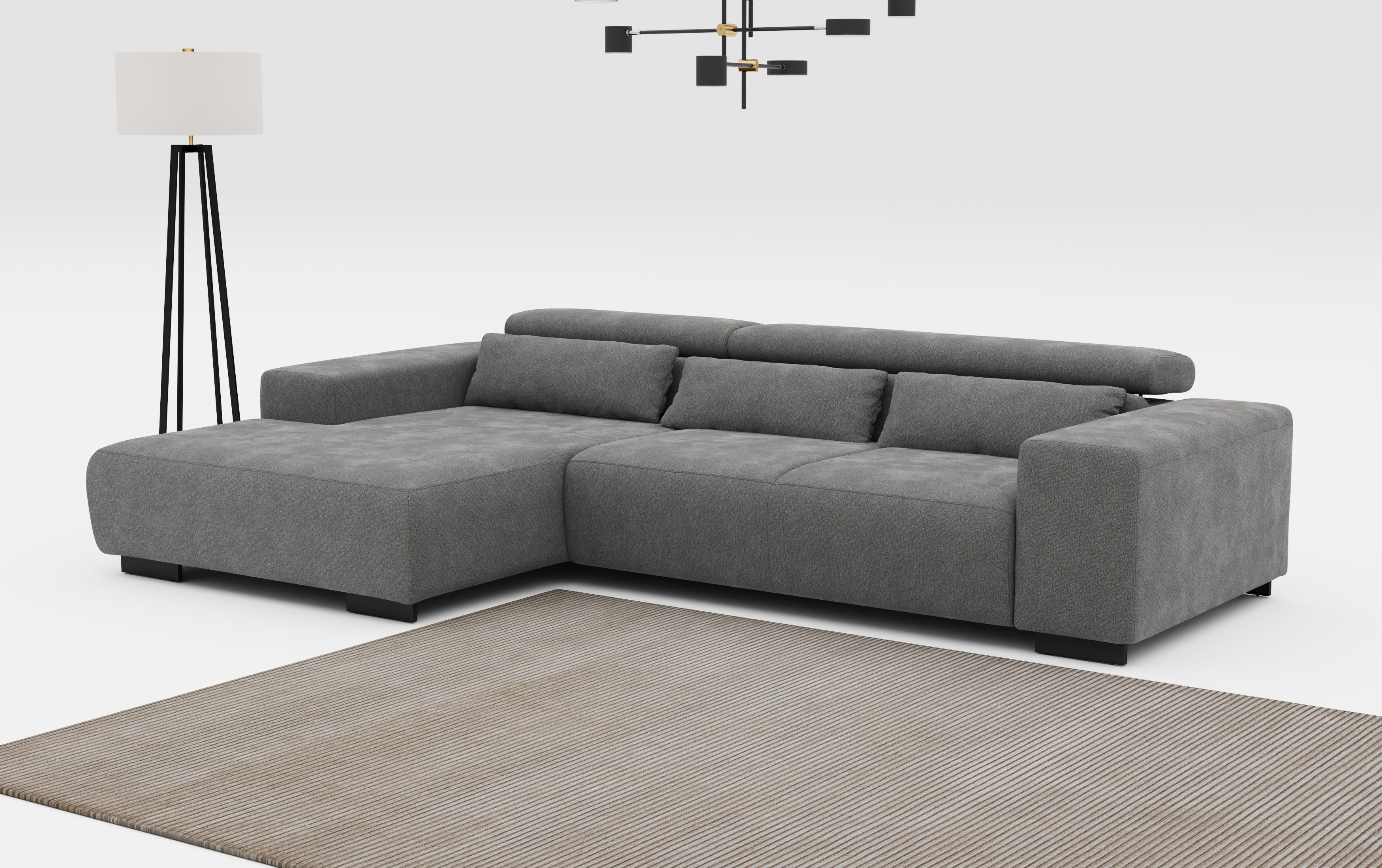 COTTA Ecksofa "Side L-Form, mit Kopfteilverstellung & 3 Nierenkissen", opti günstig online kaufen