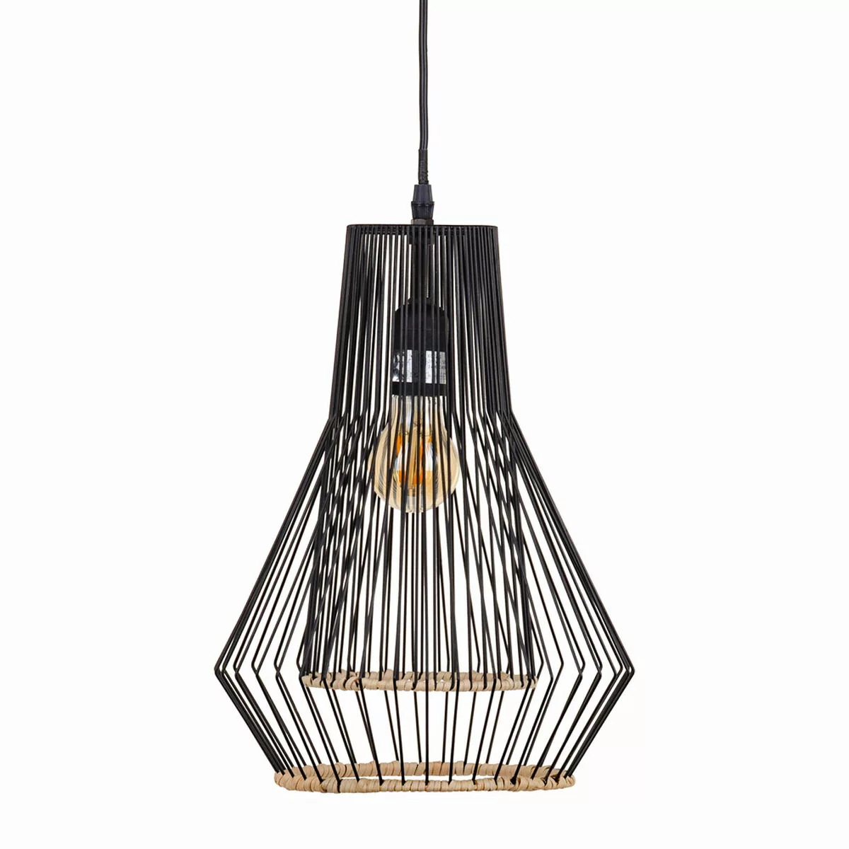 Deckenlampe 28 X 28 X 36 Cm Metall Weiß Rattan günstig online kaufen