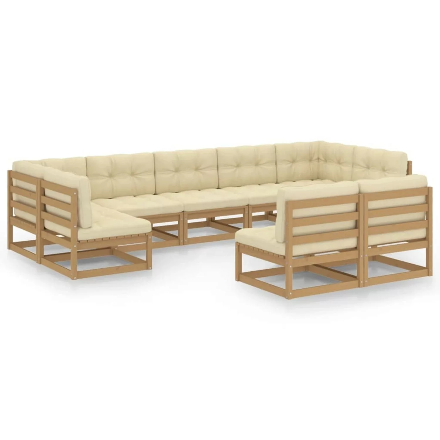 vidaXL 9-tlg Garten-Lounge-Set Kissen Honigbraun Kiefer Massivholz Modell 9 günstig online kaufen