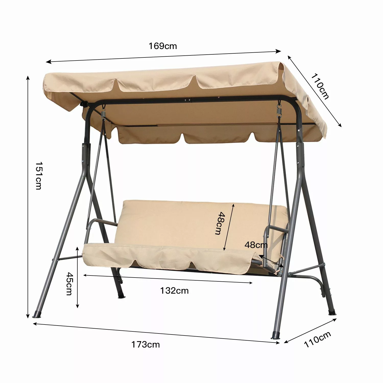 Angel Living Hollywoodschaukel Gartenschaukel 3 Sitzer, günstig online kaufen